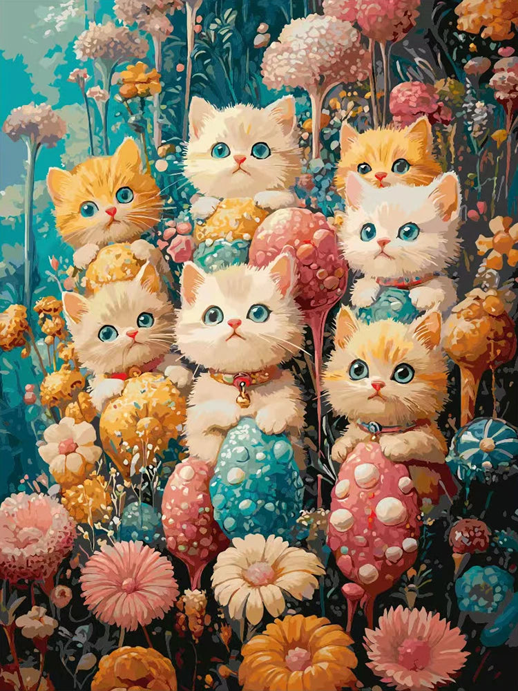 Cute Meow Flower Sea