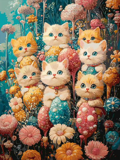 Cute Meow Flower Sea
