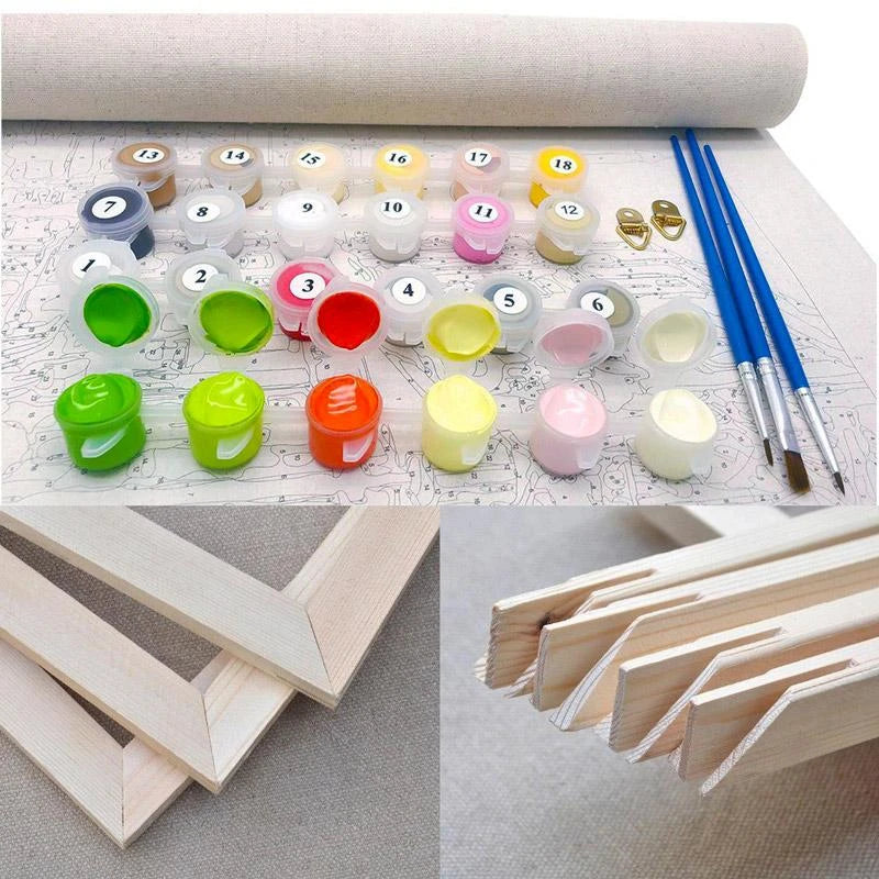 A vibrant collage displaying different paint colors alongside an array of paintbrushes for artistic use.